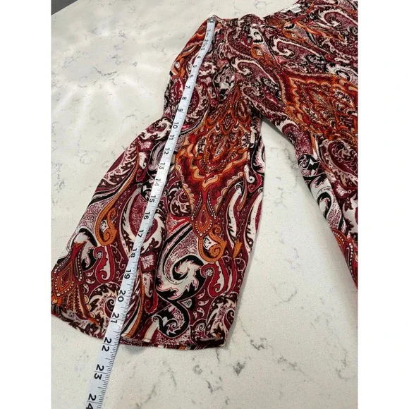 Spense Womens Multicolor Paisley Pleated Bell Sleeve Blouse Boho Size Medium - Picture 8 of 9